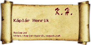 Káplár Henrik névjegykártya
